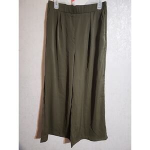 Arolina Lightweight Womens Pants Olive Green sz L Elastic Waist Pleated Classic